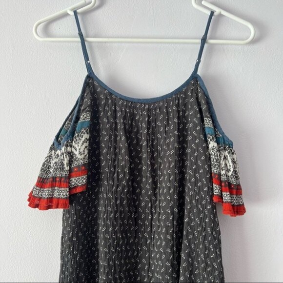 🍉 Free People Off Shoulder Flutter Sleeves Boho Slip Dress Small - Picture 7 of 15